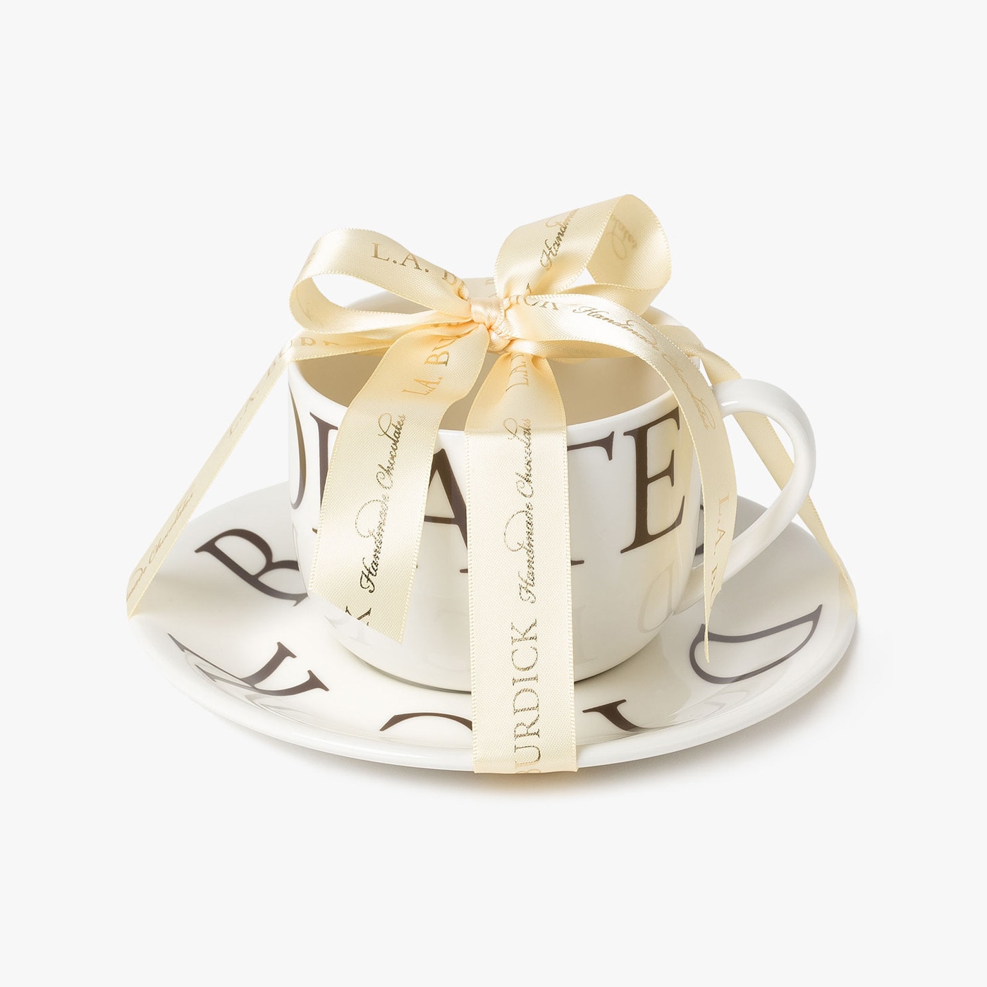 Signature logo cup and saucer